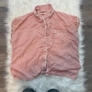 Madewell Coral Gingham Shirt